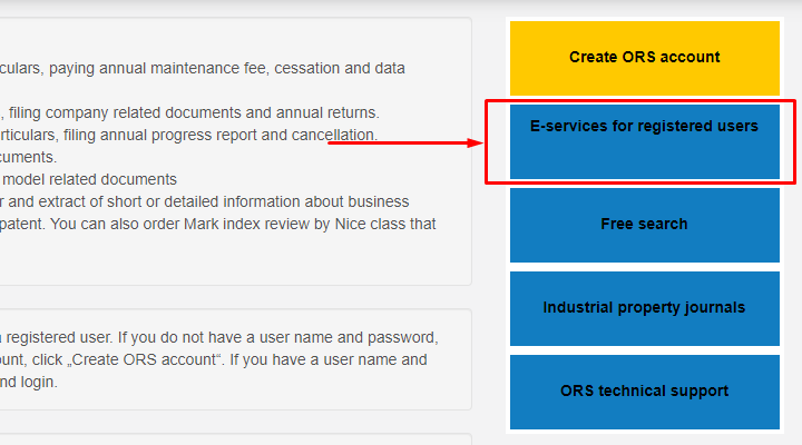 How to Register a Company in Tanzania - Step 2 - Click E-services for registered users